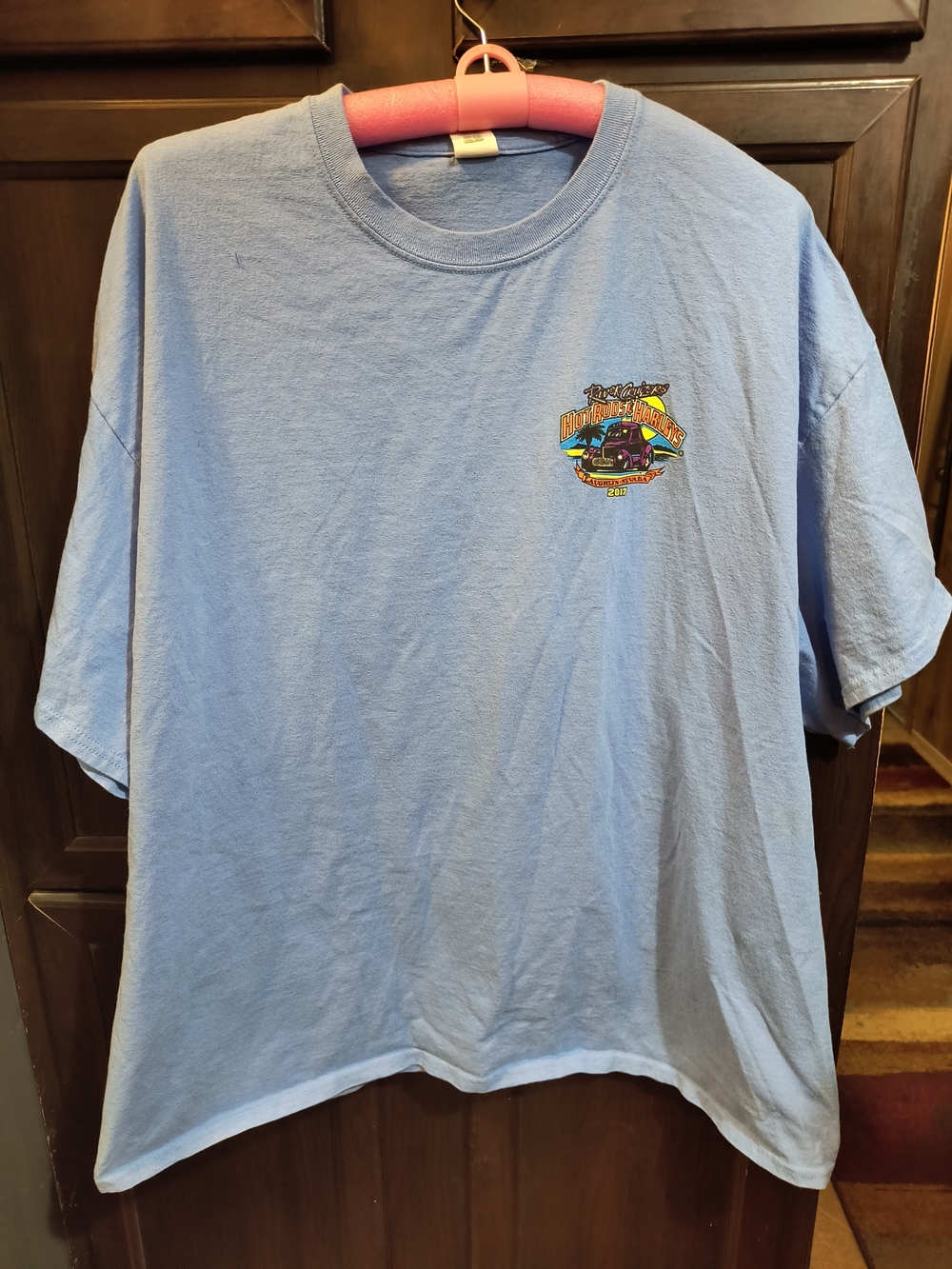 Gildan Light Blue Short Sleeve 2017 Hot Rods & Harleys River Run Tee XL
